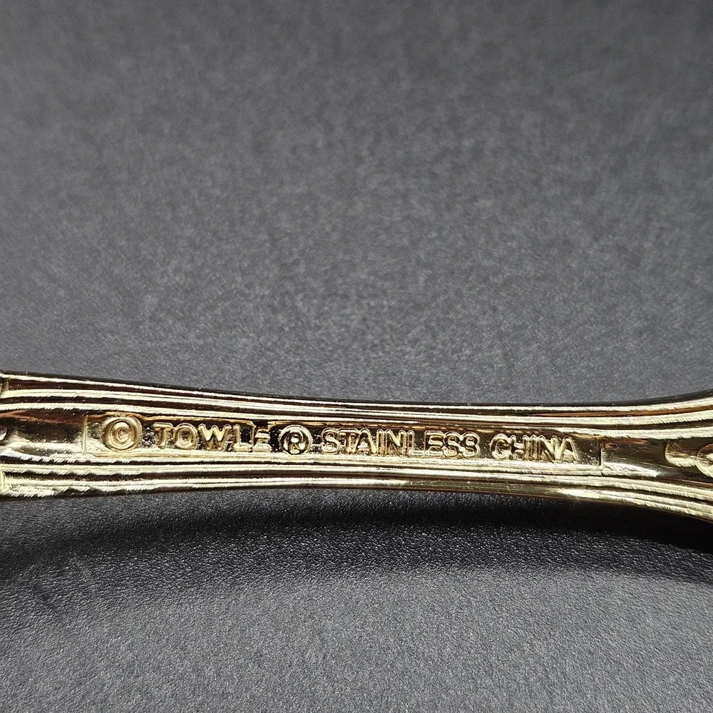 Towle Gold Electroplate Stainless 5 Teaspoons Flatware TWS545 Scrolls